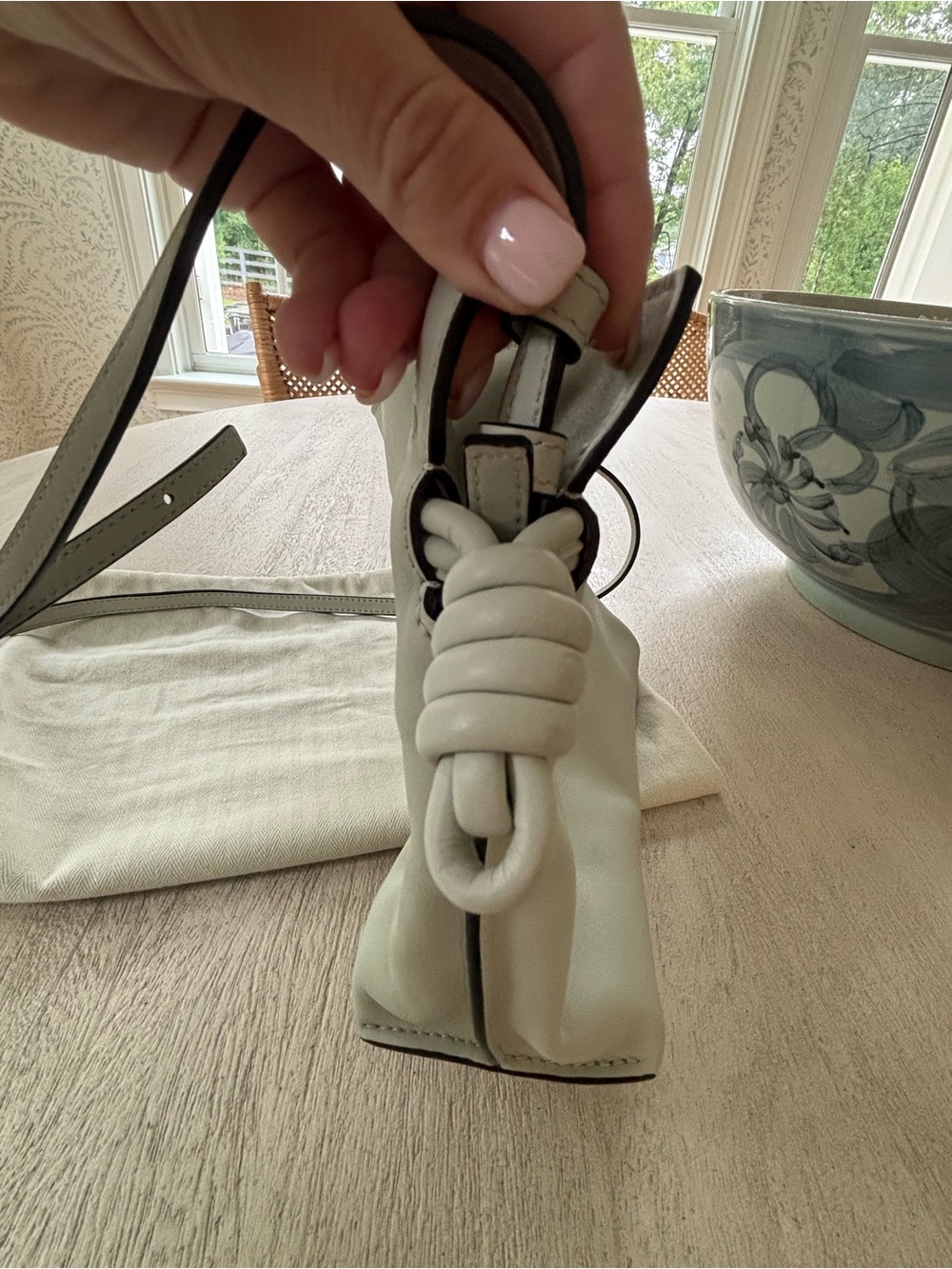 Loewe Mini Flamenco Light Celadon/grey/mint Leather Knot Clutch - Picture 5 of 10